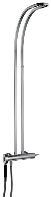 Wall-mtd. shower set, hand-shower and shower head with aerators