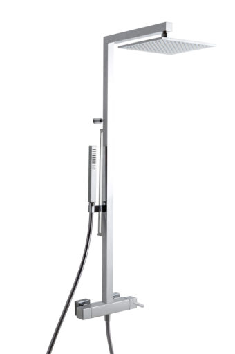 Wall-mtd. shower set, anti-limescale hand-shower, shower head and sliding bar