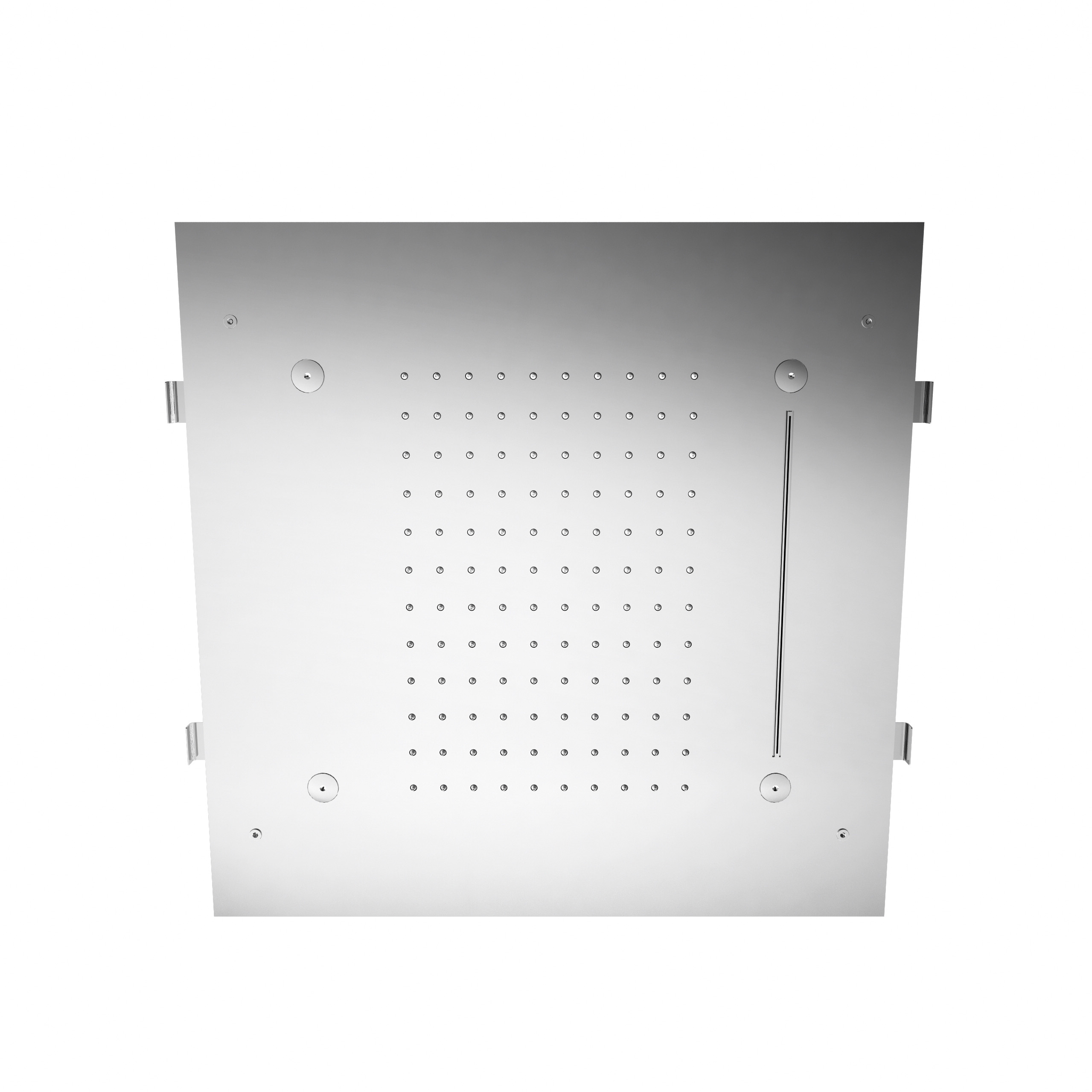 Concealed showerhead with rain, cascade and mist