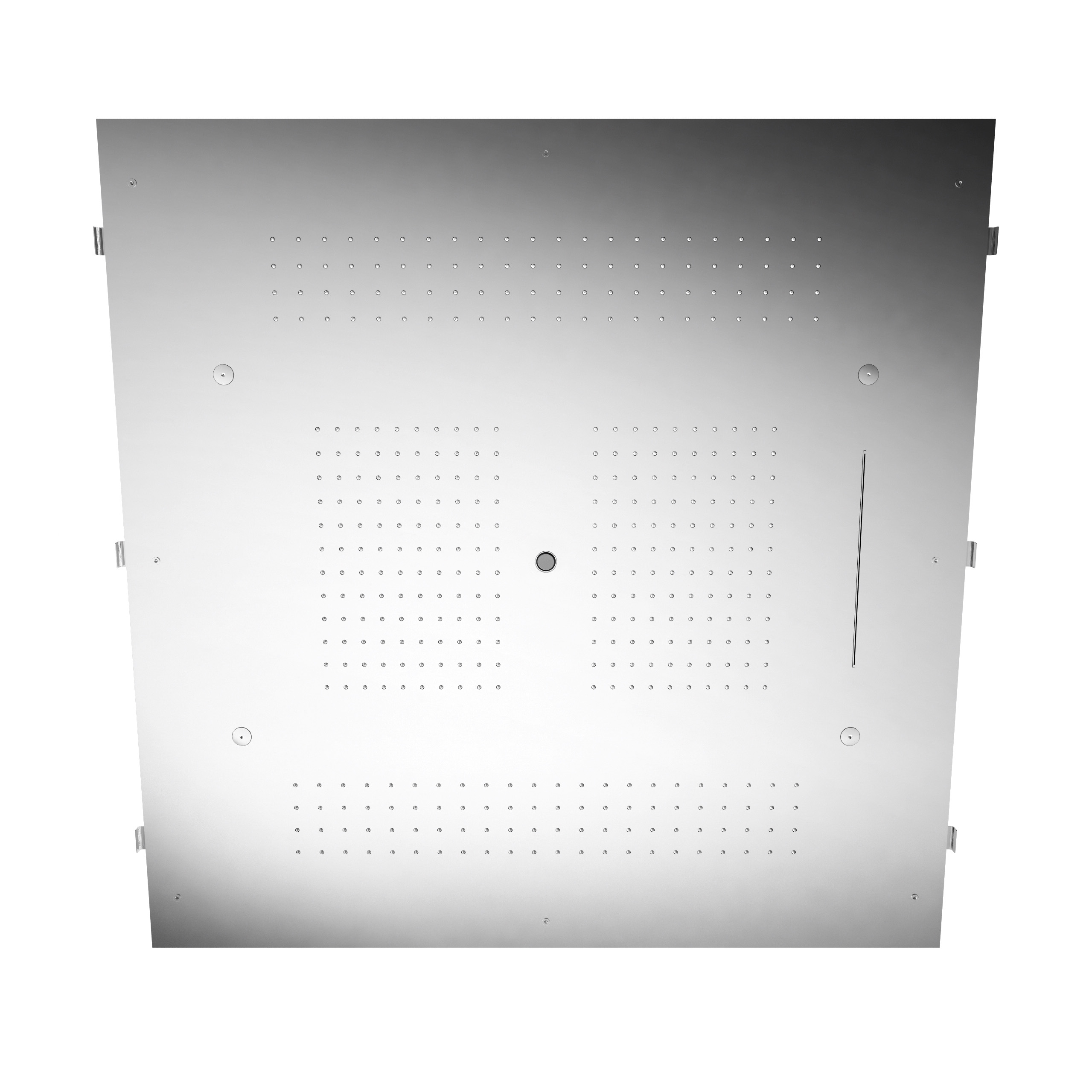 Concealed showerhead with rain, cascade, mist and water jet
