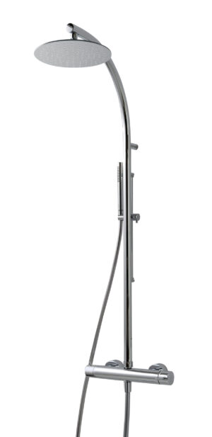 Wall-mtd. shower set, anti-limescale hand-shower, shower head and sliding bar