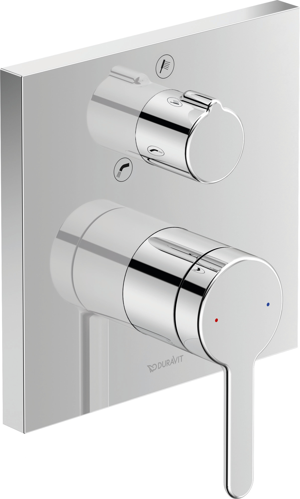 Single lever bath mixer with diverter concealed square chrome