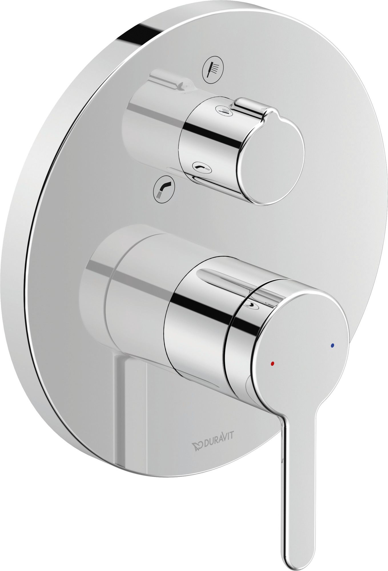 Single lever bath mixer with diverter concealed round chrome