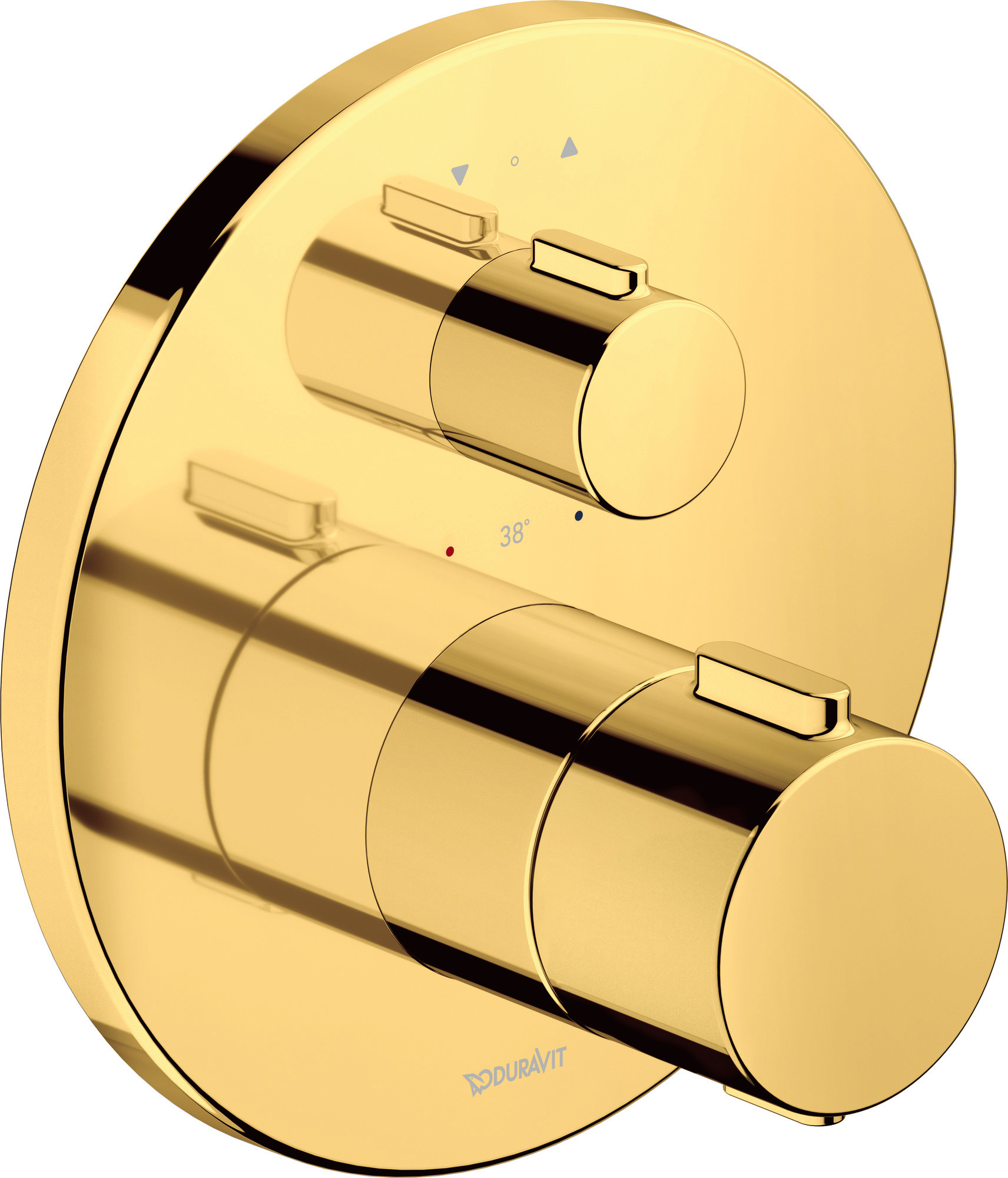 Thermostatic shower/bath mixer concealed round polished gold