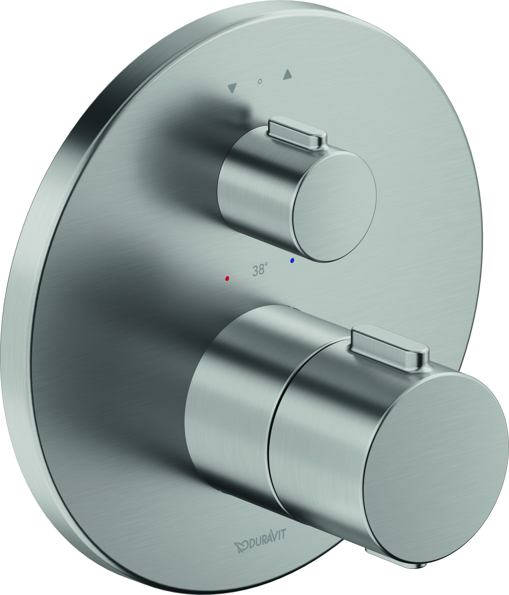 Thermostatic shower/bath mixer concealed round stainless steel