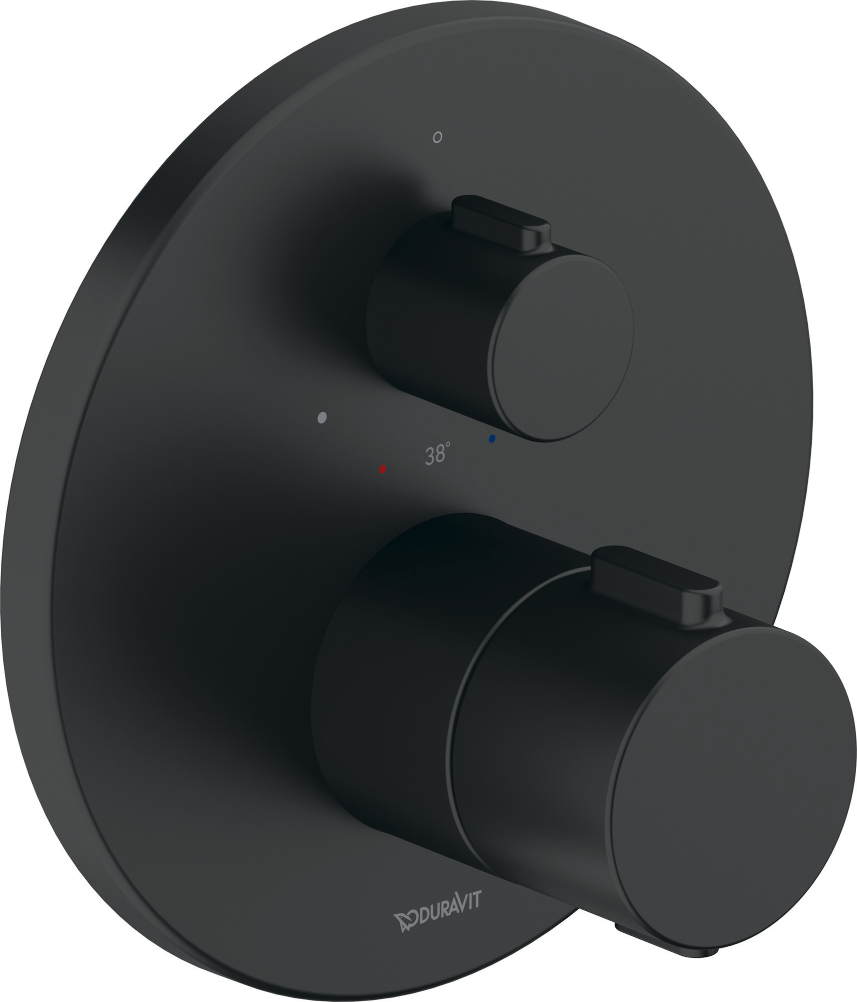 Thermostatic shower mixer concealed round matt black