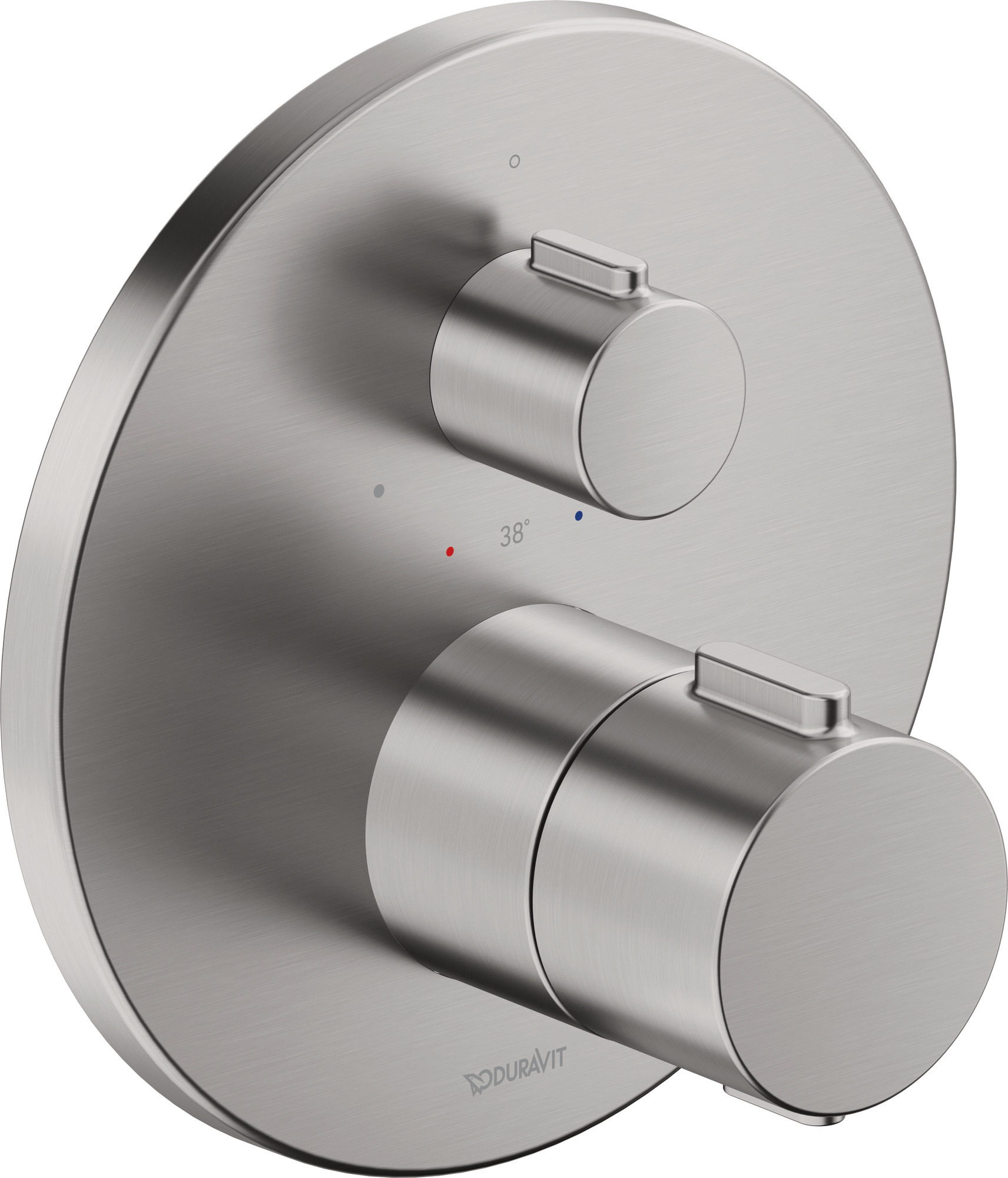 Thermostatic shower mixer concealed round stainless steel