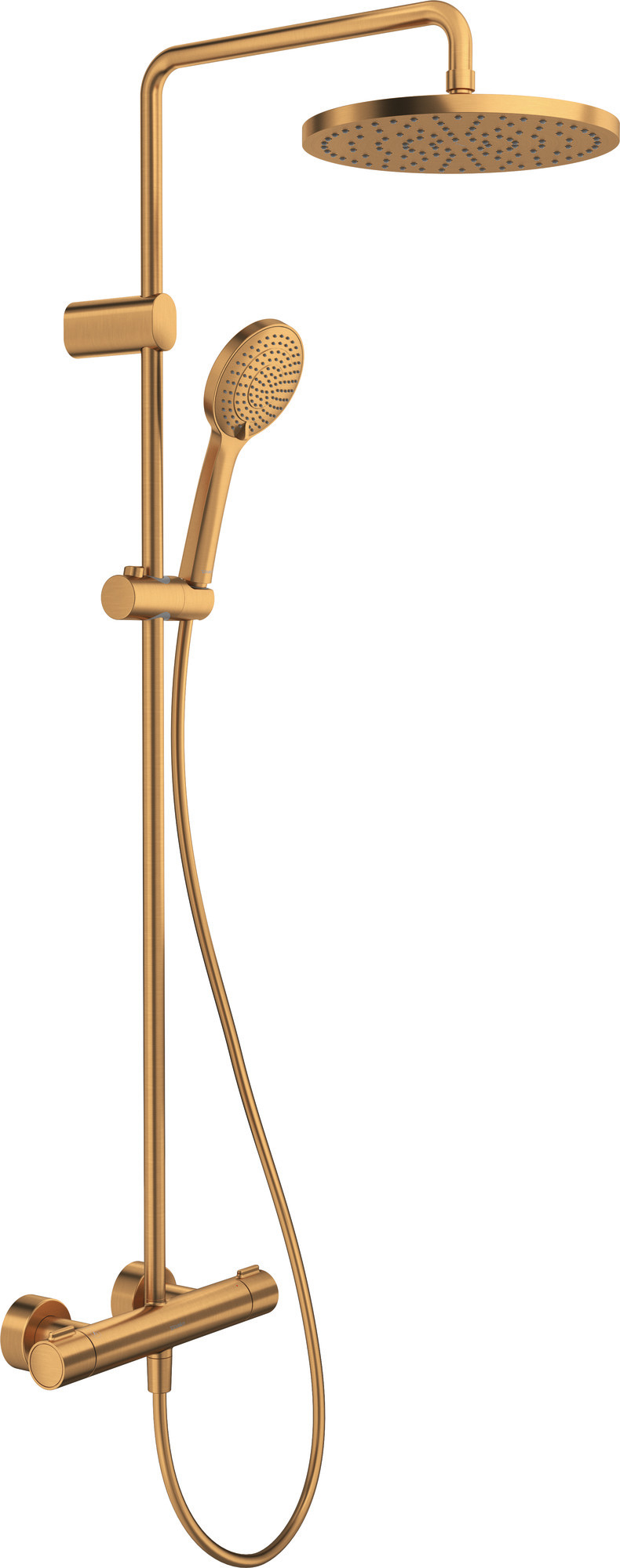 ShowerSystem with thermostatic shower mixer brushed bronce MinusFlow