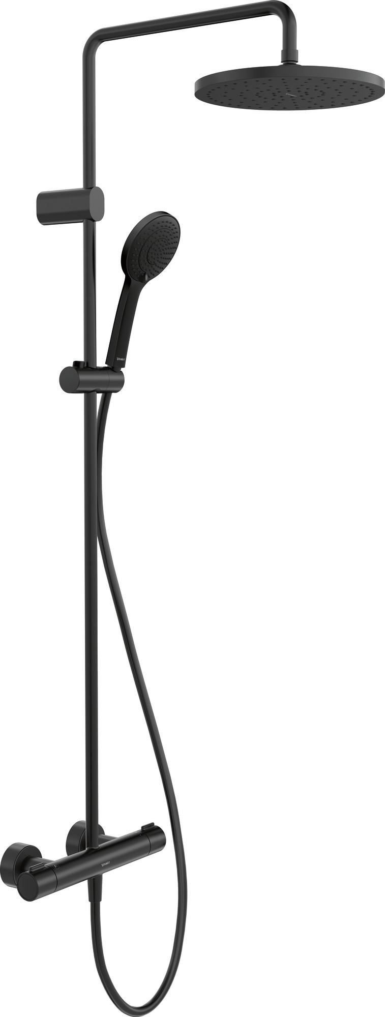 ShowerSystem with thermostatic shower mixer matt black MinusFlow
