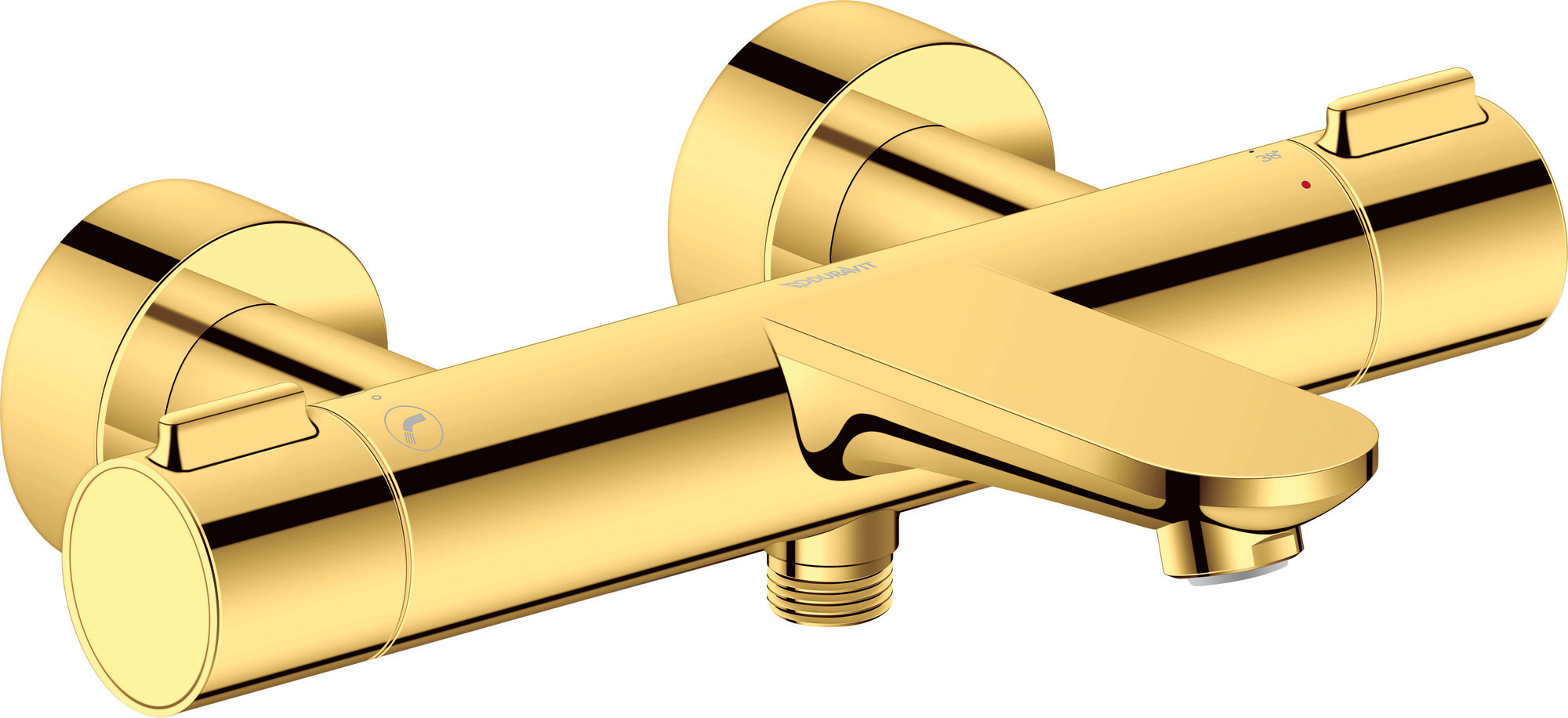 Thermostatic bath mixer exposed polished gold
