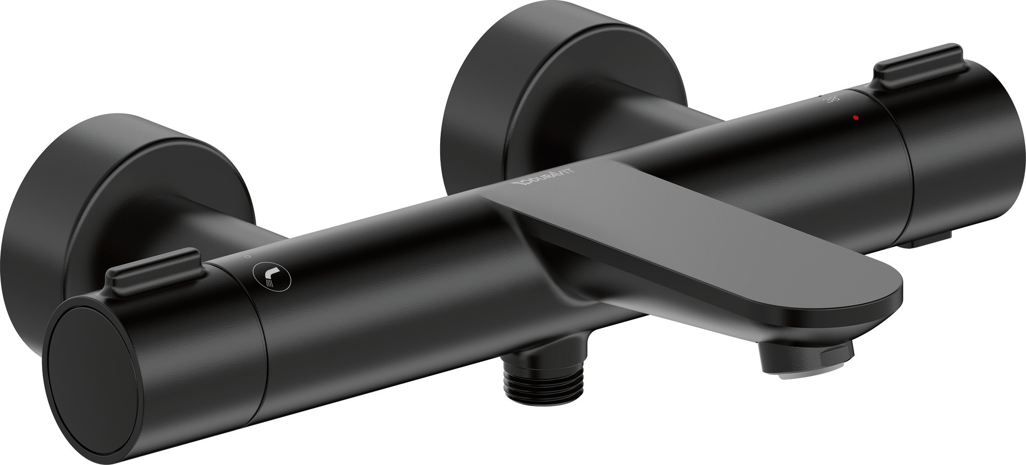 Thermostatic bath mixer exposed matt black