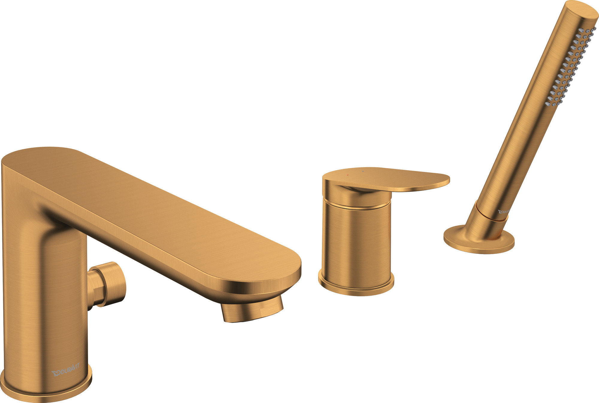 3-hole rim-mounted bath mixer brushed bronce