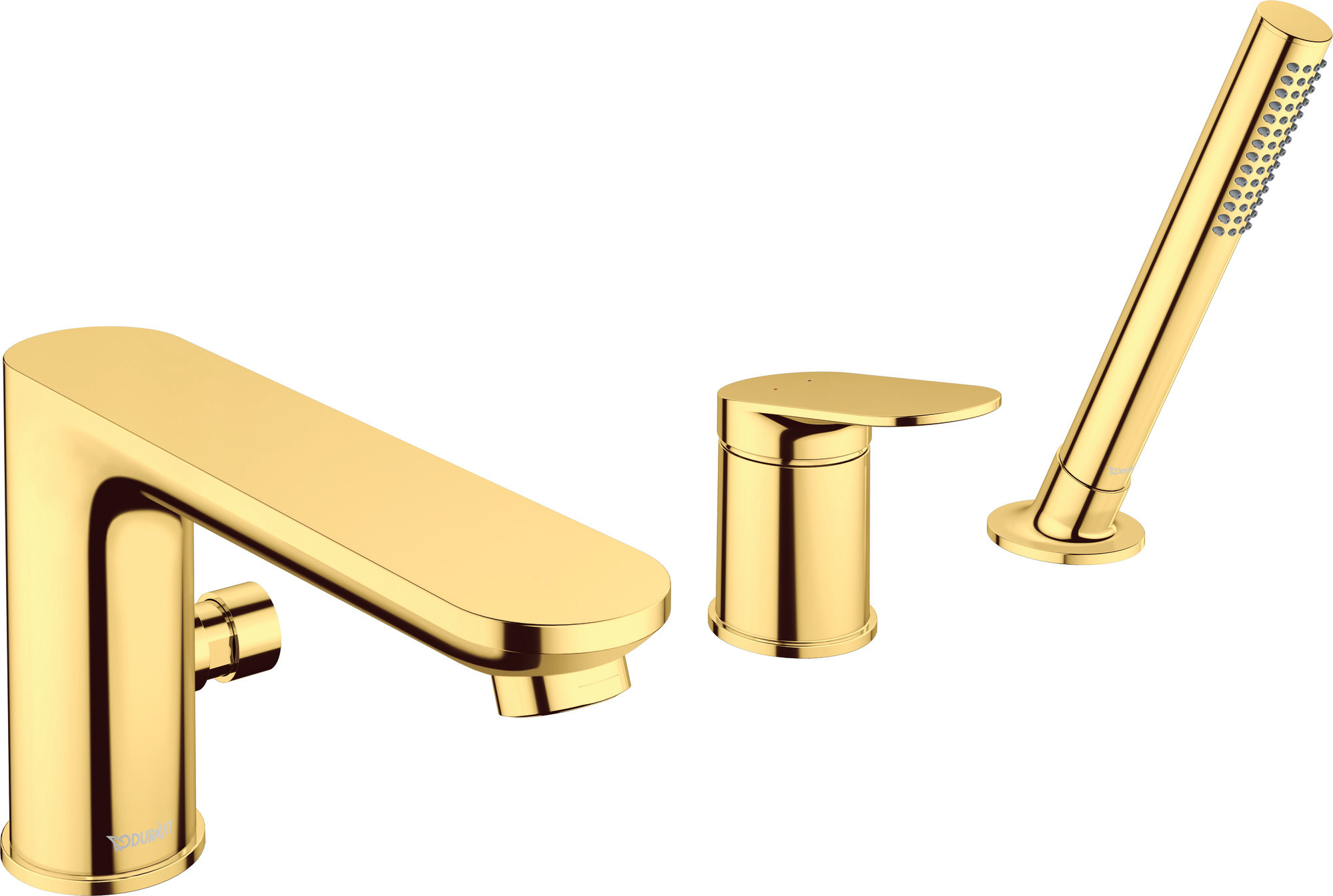 3-hole rim-mounted bath mixer polished gold