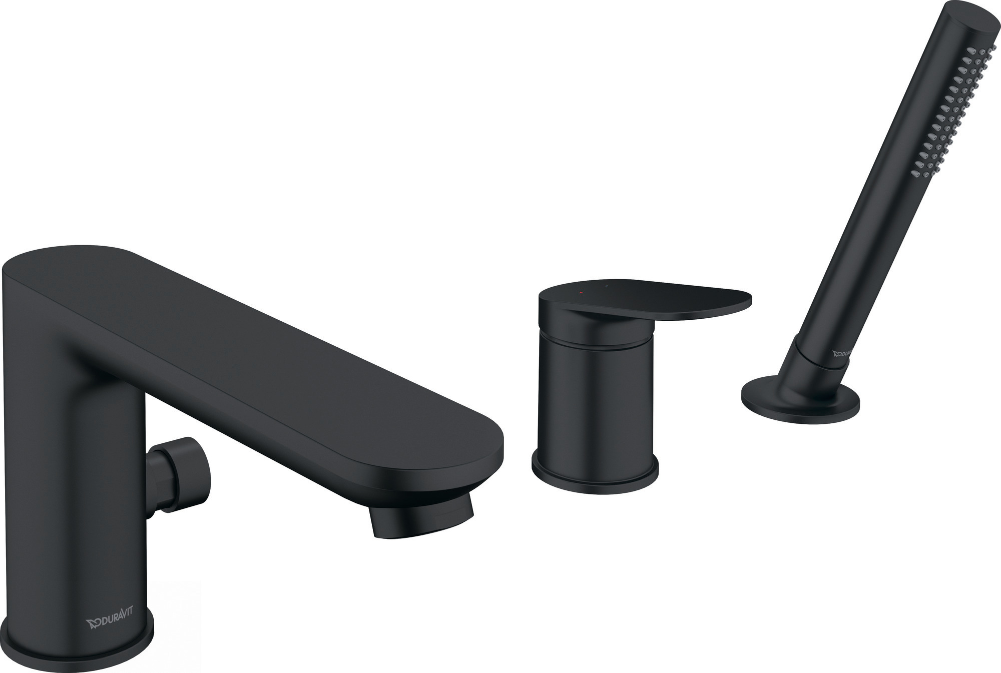 3-hole rim-mounted bath mixer matt black