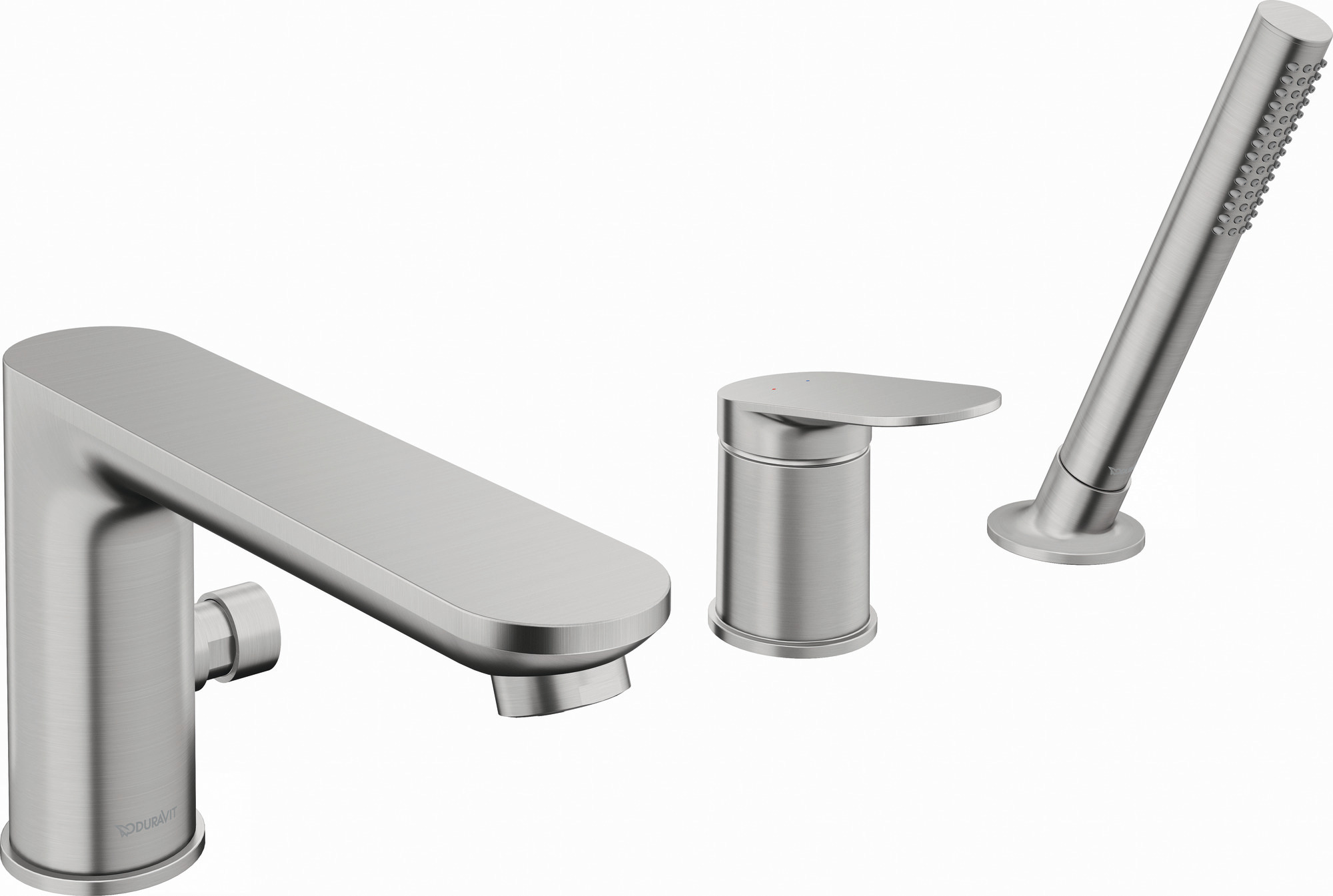 3-hole rim-mounted bath mixer stainless steel