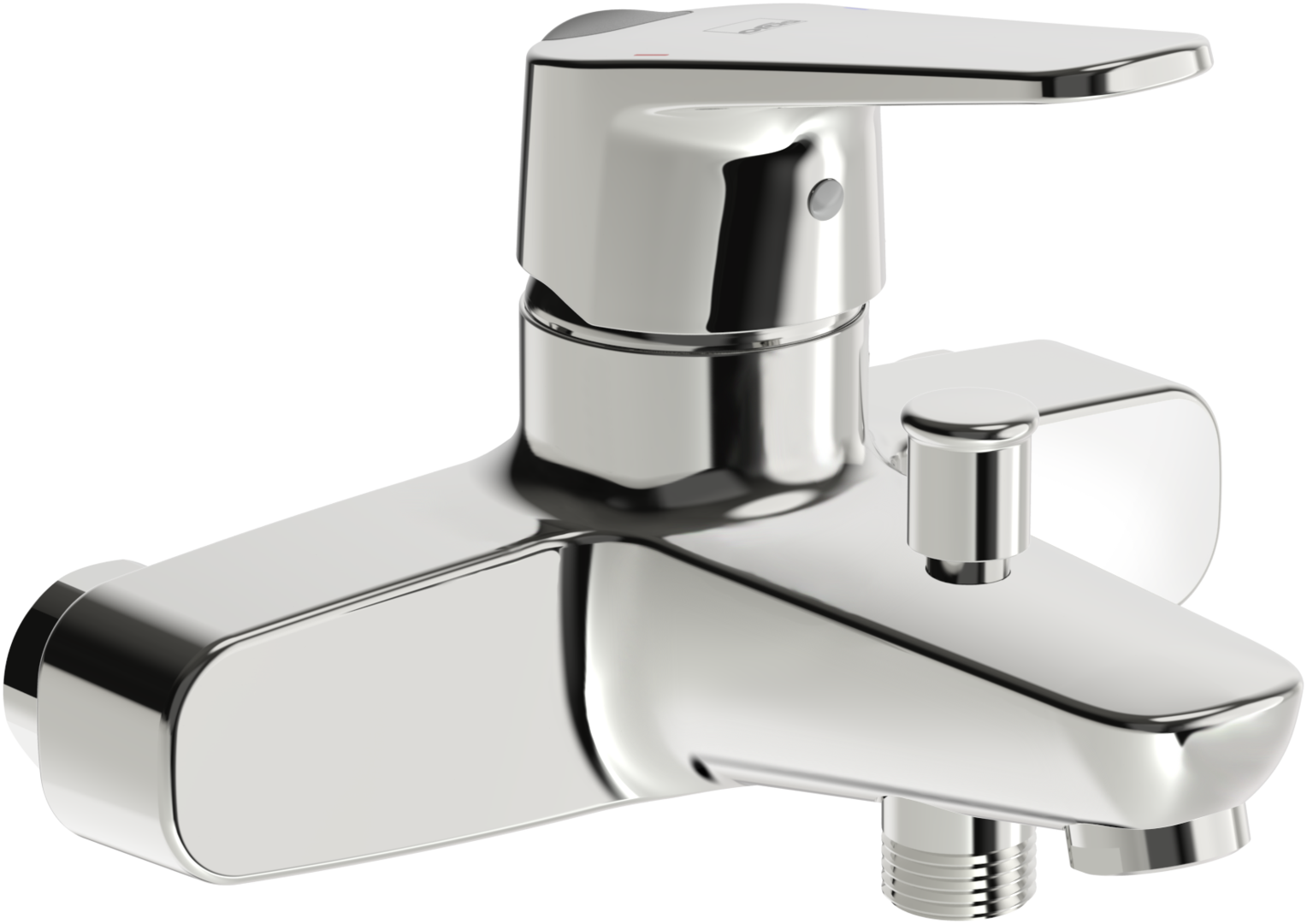 Wall-mounted single lever bath and shower faucet