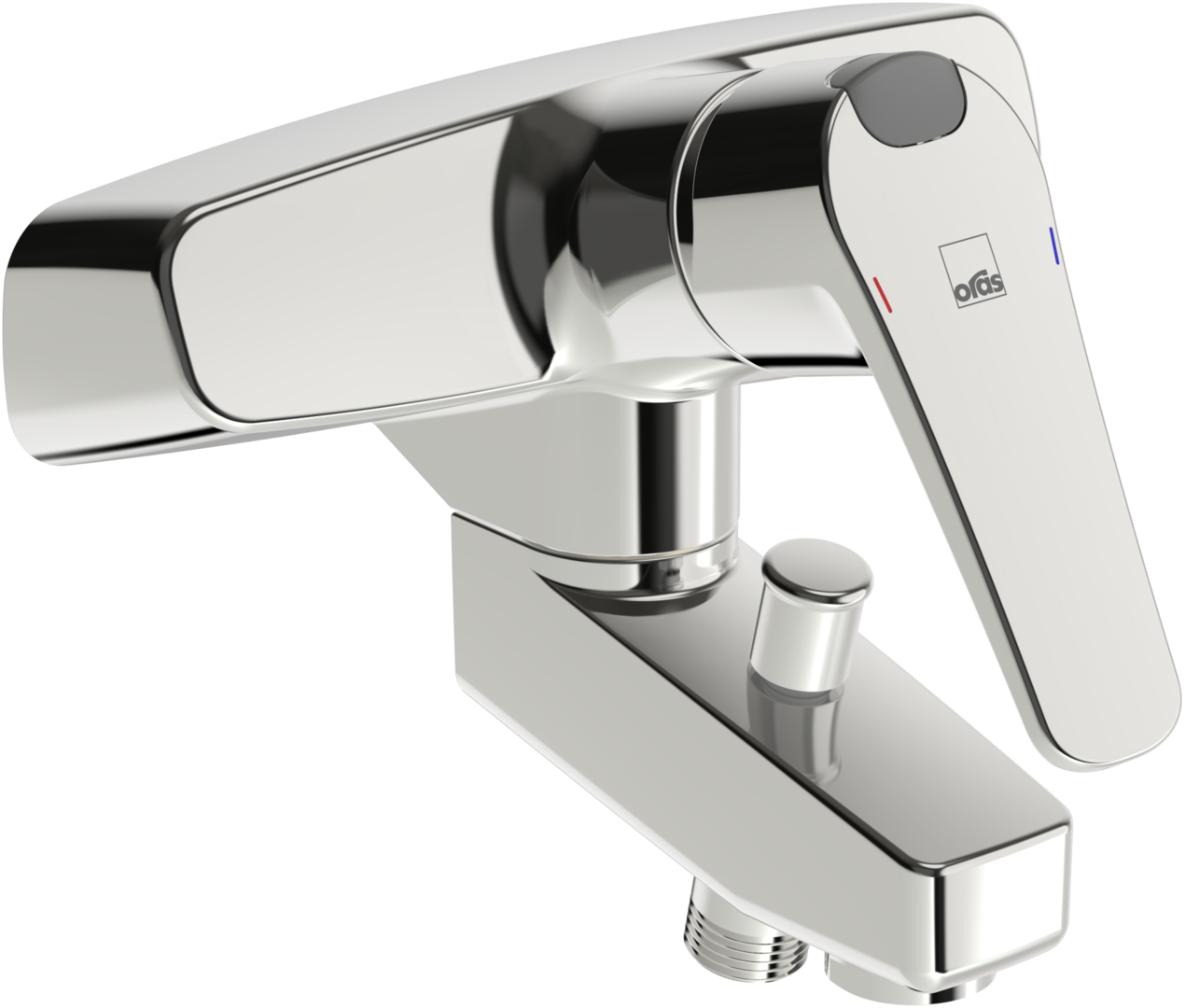 Wall-mounted single lever bath and shower faucet