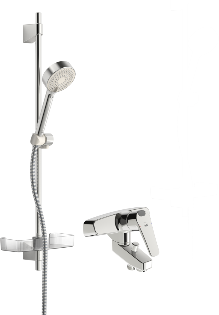 Wall-mounted single lever bath and shower faucet with shower set