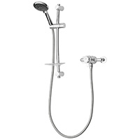 A thermostatic temperature controlled concentric mixer shower with separate flow and temperature controls and lever handles for ease of operation.