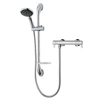 A thermostatic temperature controlled bar mixer shower with lever handles for ease of operation and automatic shutdown if hot or cold supplies fail.