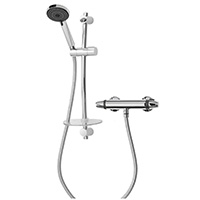 A thermostatic bar mixer shower with automatic shutdown if hot or cold supplies fail and durable ceramic disk flow control for easy operation. Suitable for installation with all systems.