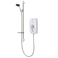 Inclusively designed thermostatic electric shower with 9.8kW power rating and an extended shower kit.