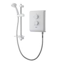 7.5kW electric shower with Swivel-Fit™ water inlet and separate temperature and power controls.
