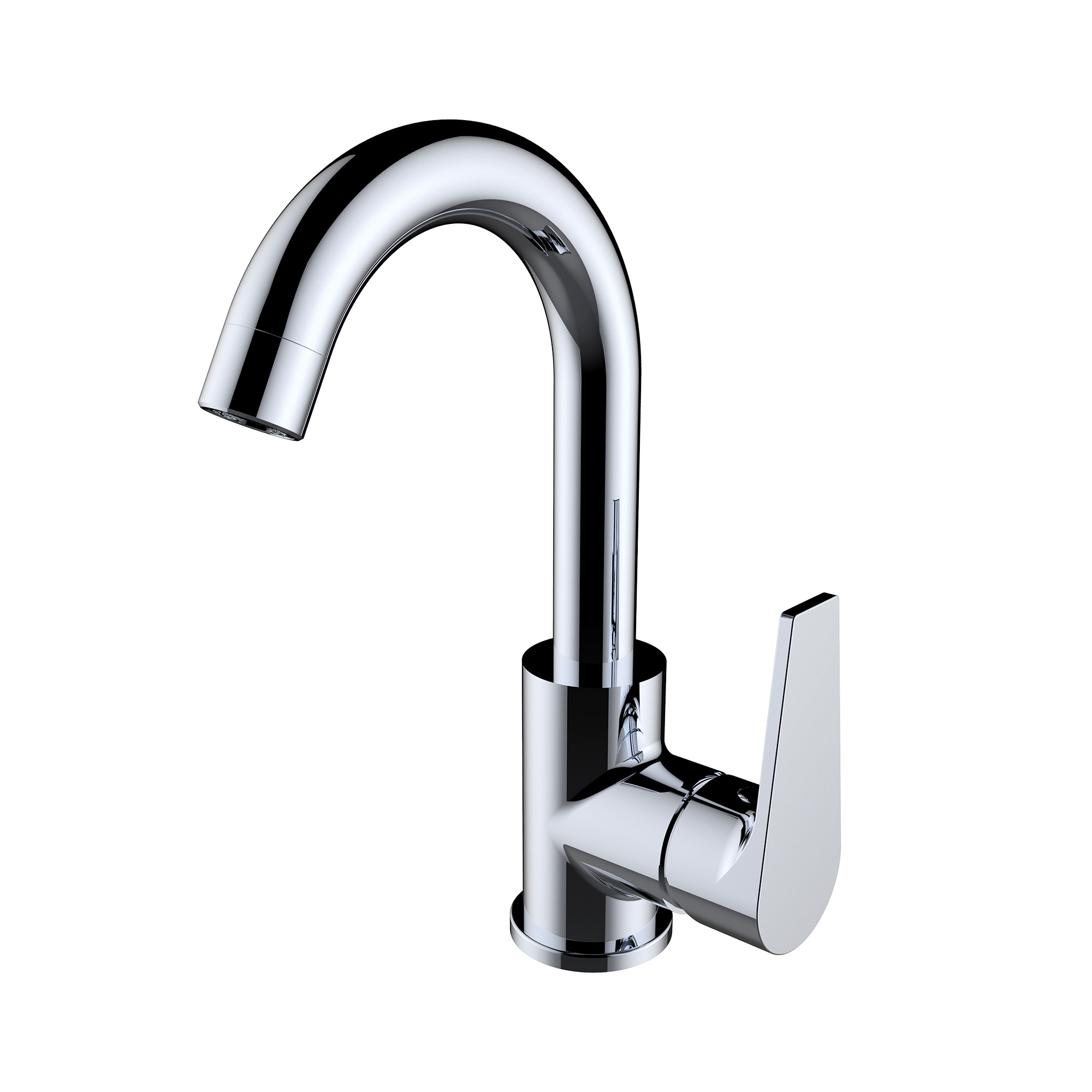 Single-lever basin mixer with aerator and flexible hoses 3/8″ >350mm.