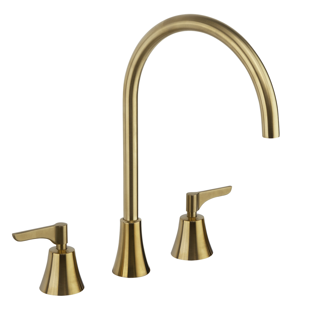 914202MLOC BRUSHED GOLD WASHBASIN SHELF 5L ADAGIO SPOUT 190mm – 914202MLOC ORO CEPILLADO LAVABO REPISA 5L ADAGIO CAÑO 190mm