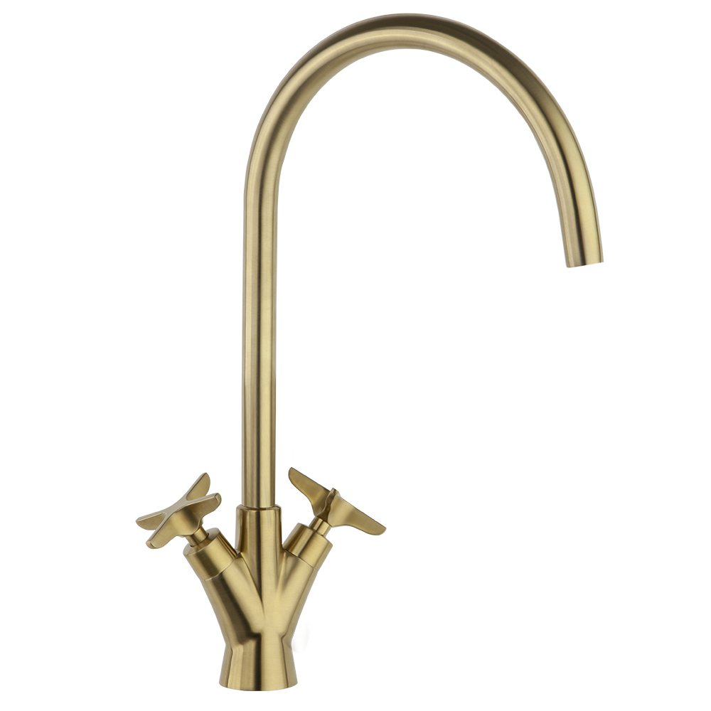 910601OC BRUSHED GOLD SINK MIXER 8L ADAGIO SPOUT 220mm – 910601OC ORO CEPILLADO BIMANDO FREGADERO 8L ADAGIO CAÑO 220mm