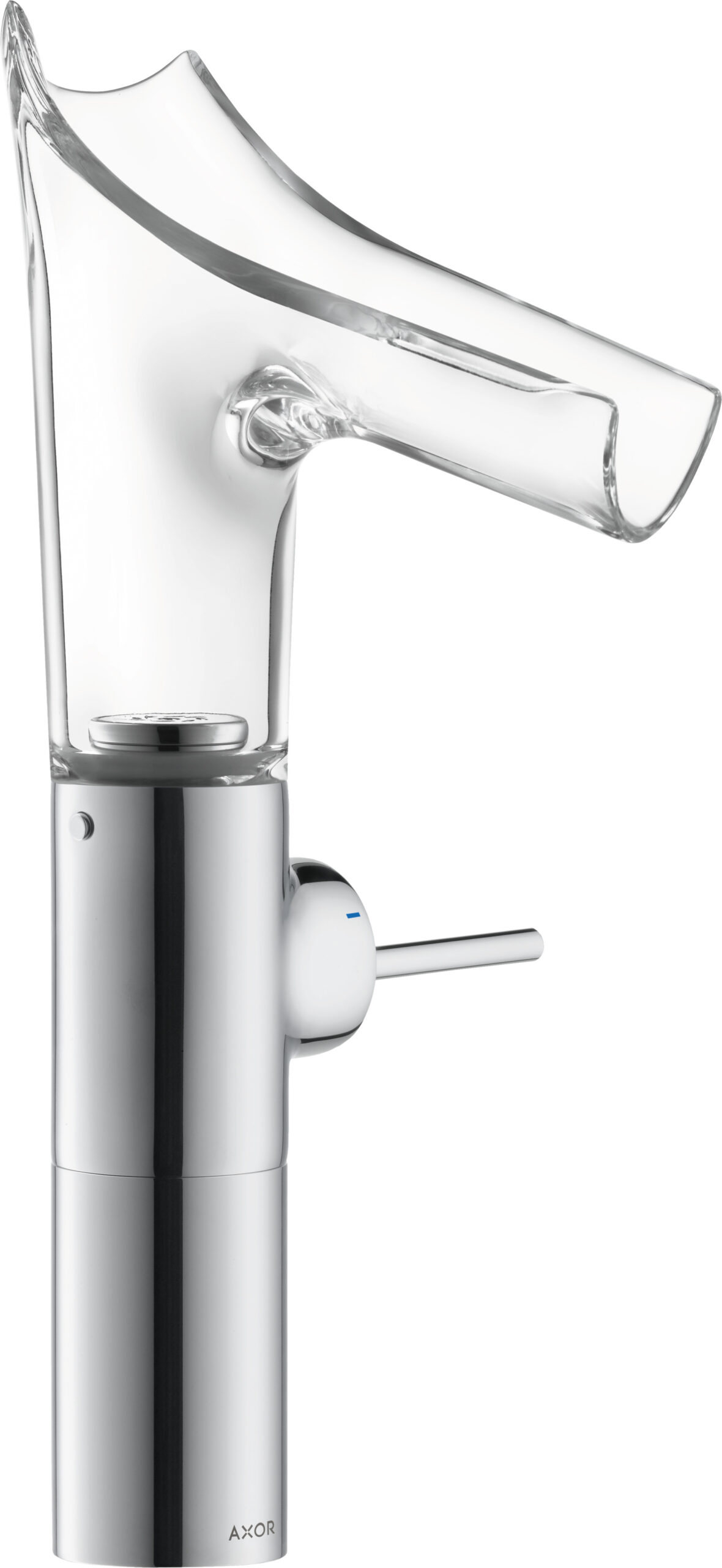 Single lever basin mixer 220 with glass spout for wash bowls with waste set