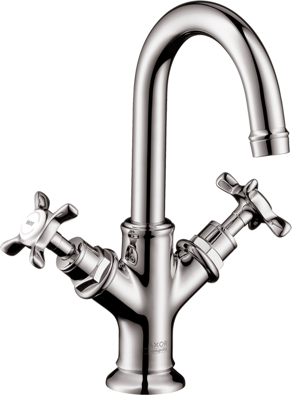 2-handle basin mixer 160 with cross handles for hand wash basins with pop-up waste set