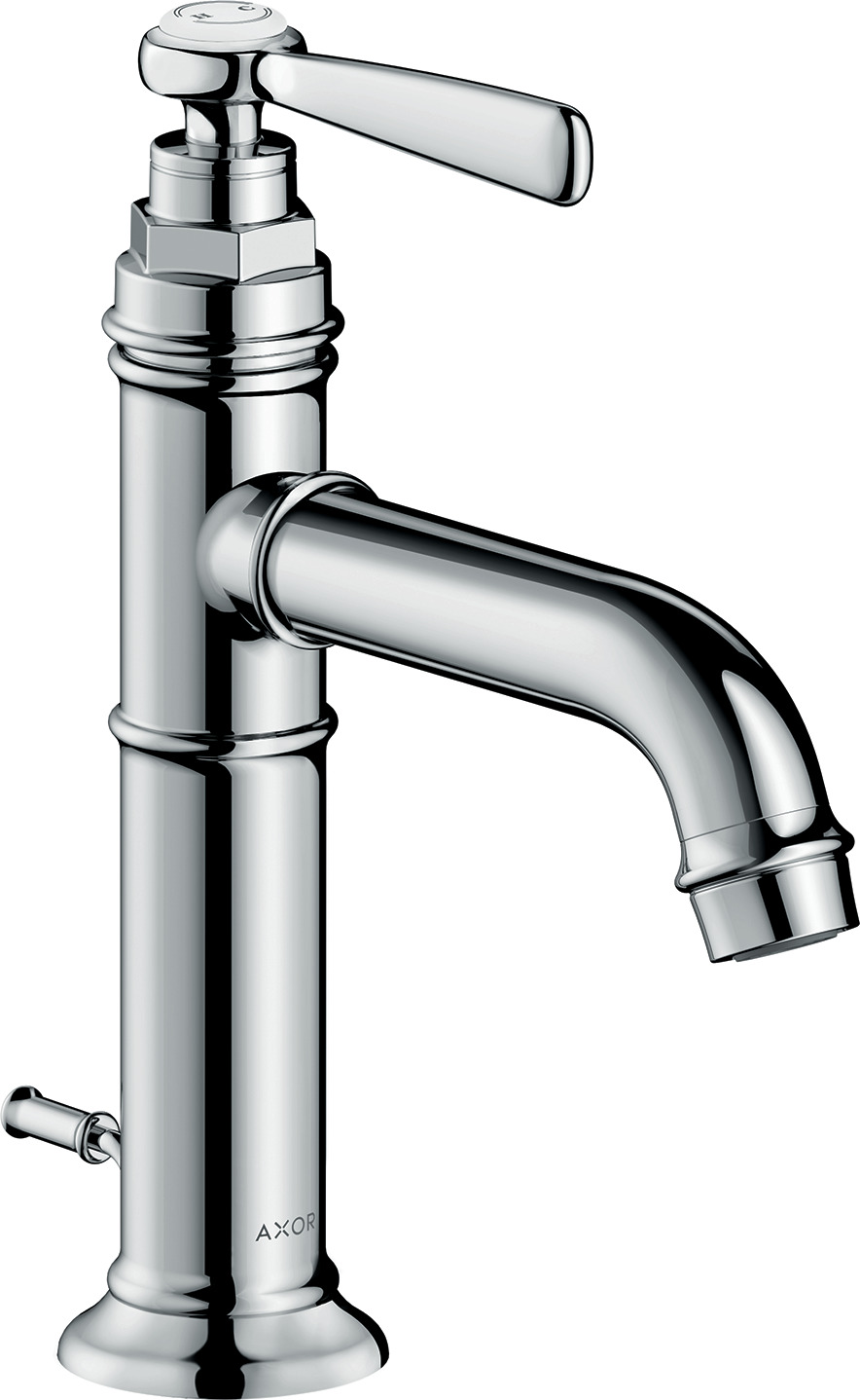 Single lever basin mixer 100 with lever handle and pop-up waste set