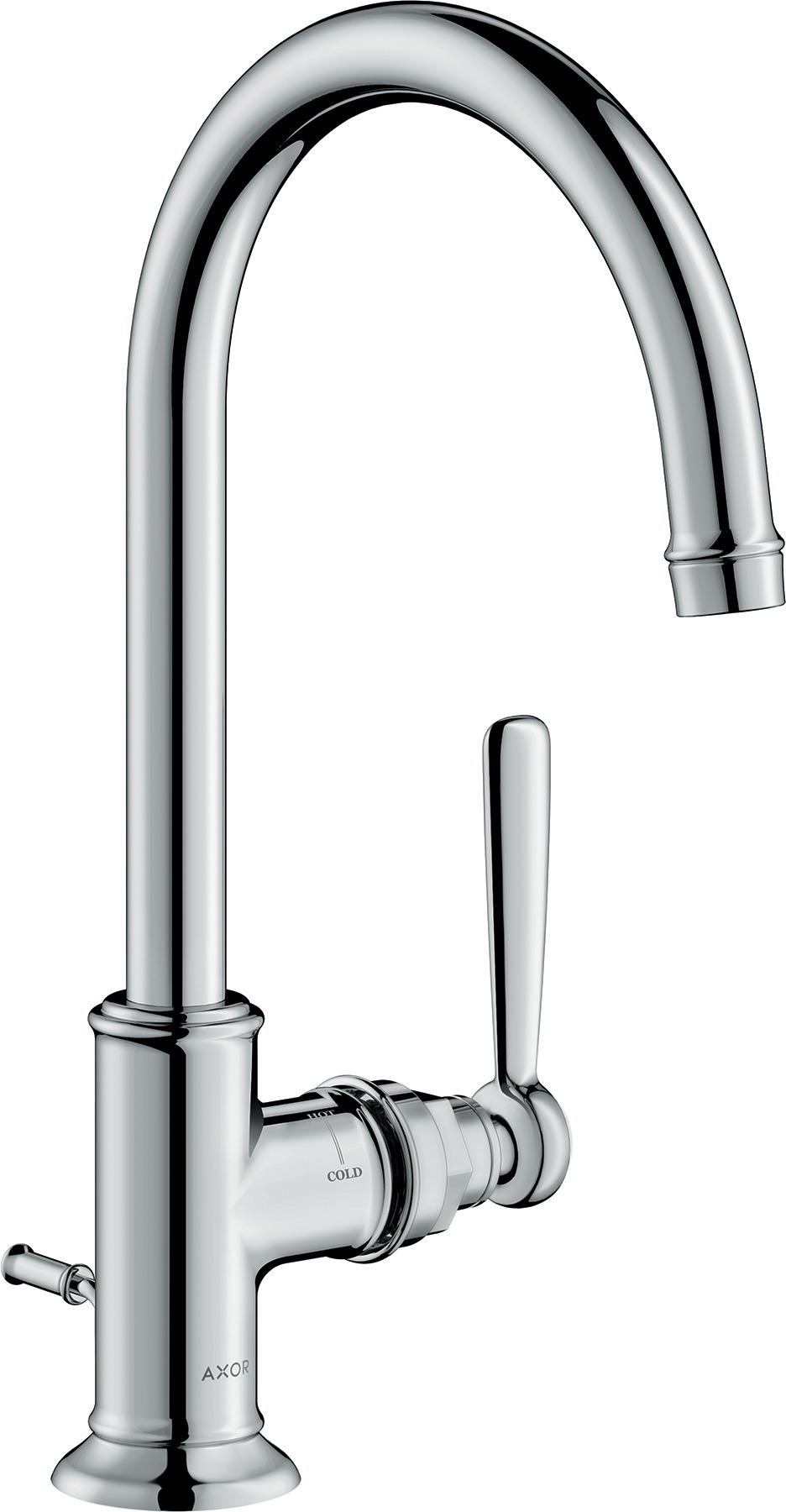 Single lever basin mixer 210 with lever handle and pop-up waste set