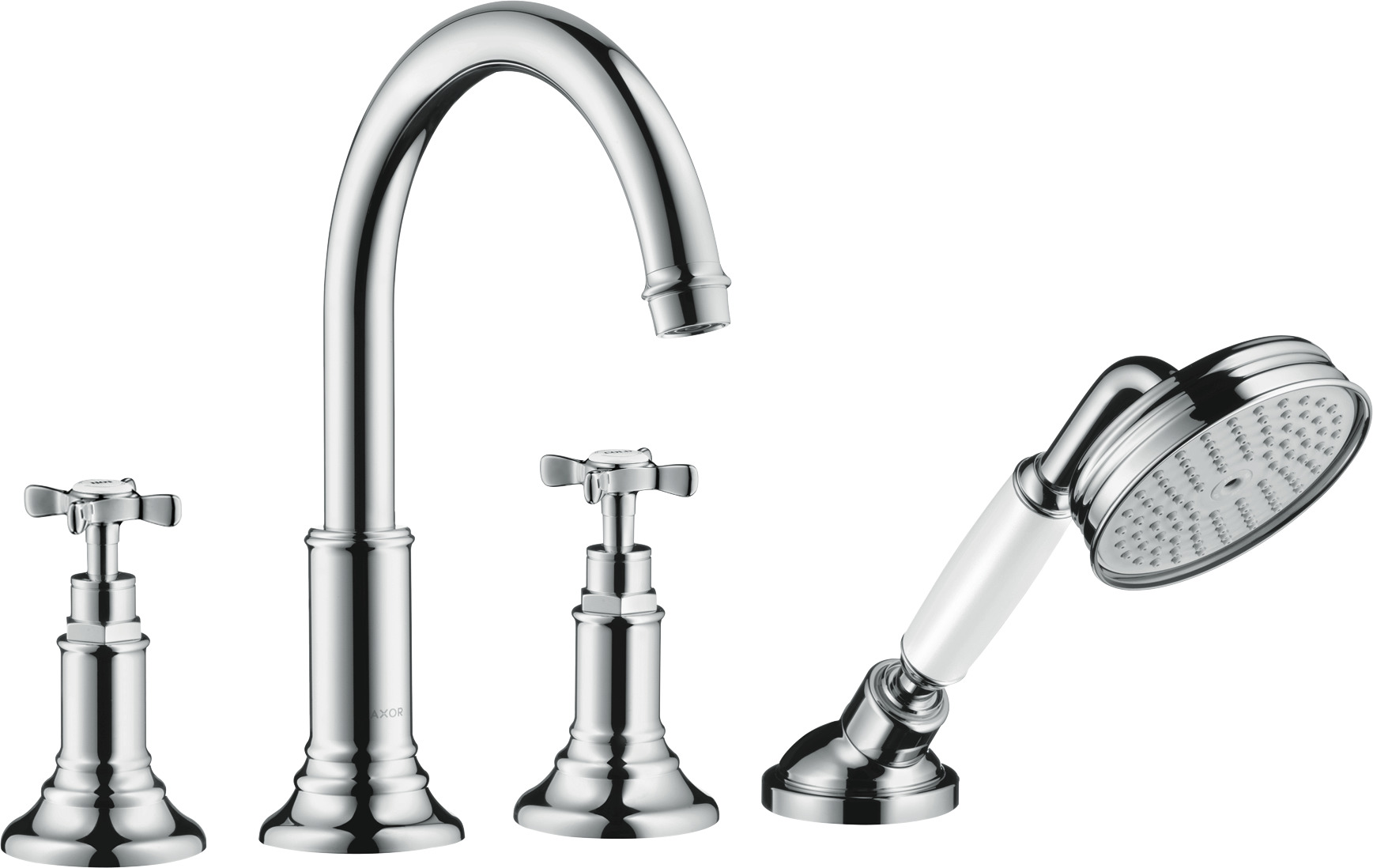 4-hole rim mounted bath mixer with cross handles