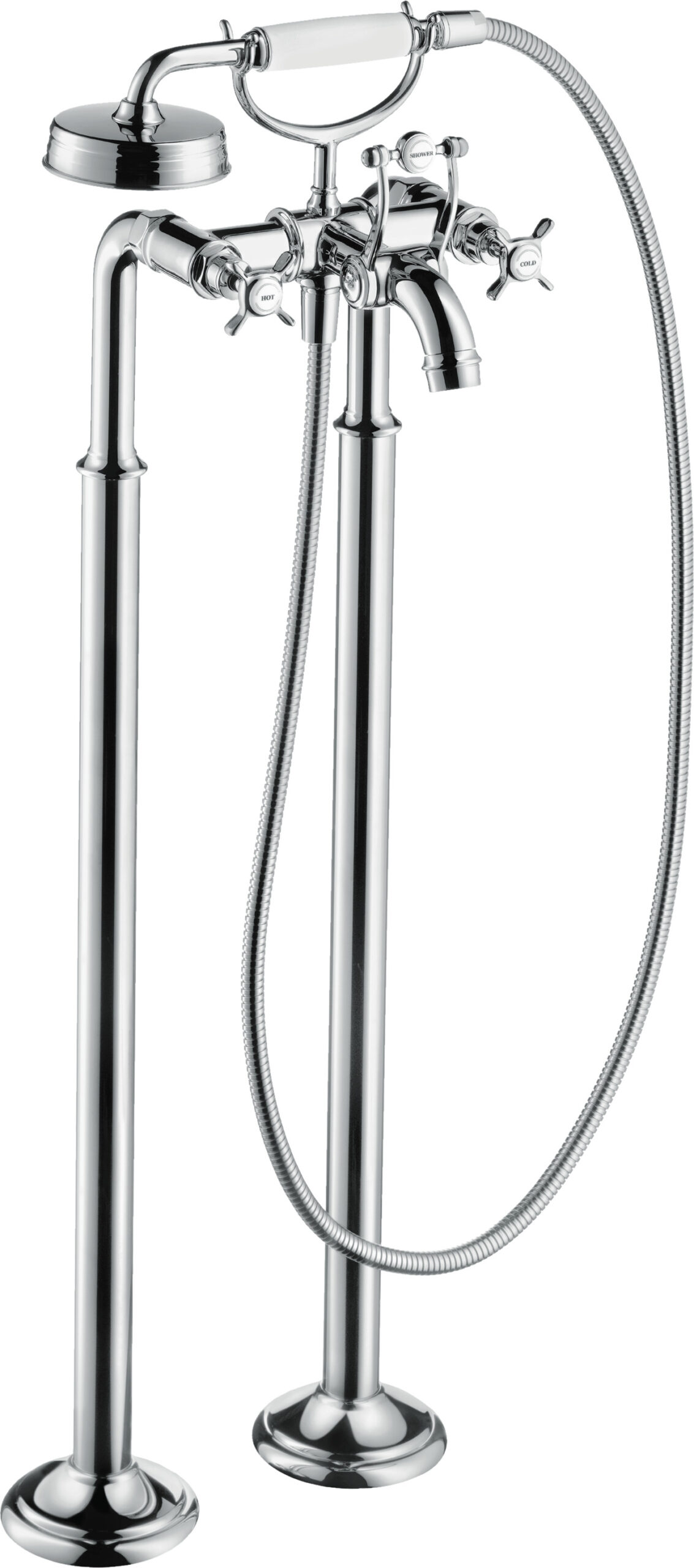 2-handle bath mixer floor-standing with cross handles