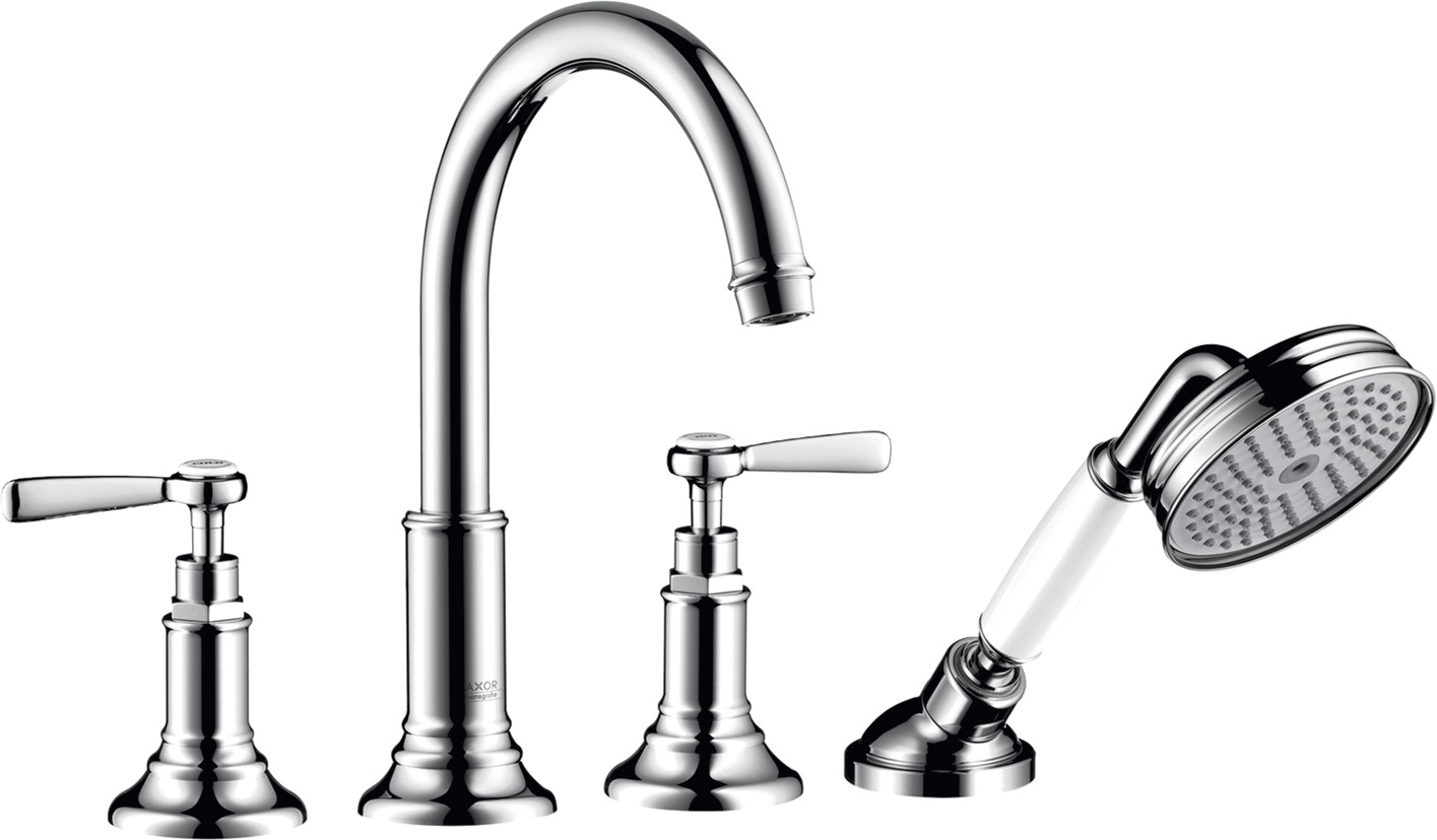 4-hole tile mounted bath mixer with lever handles