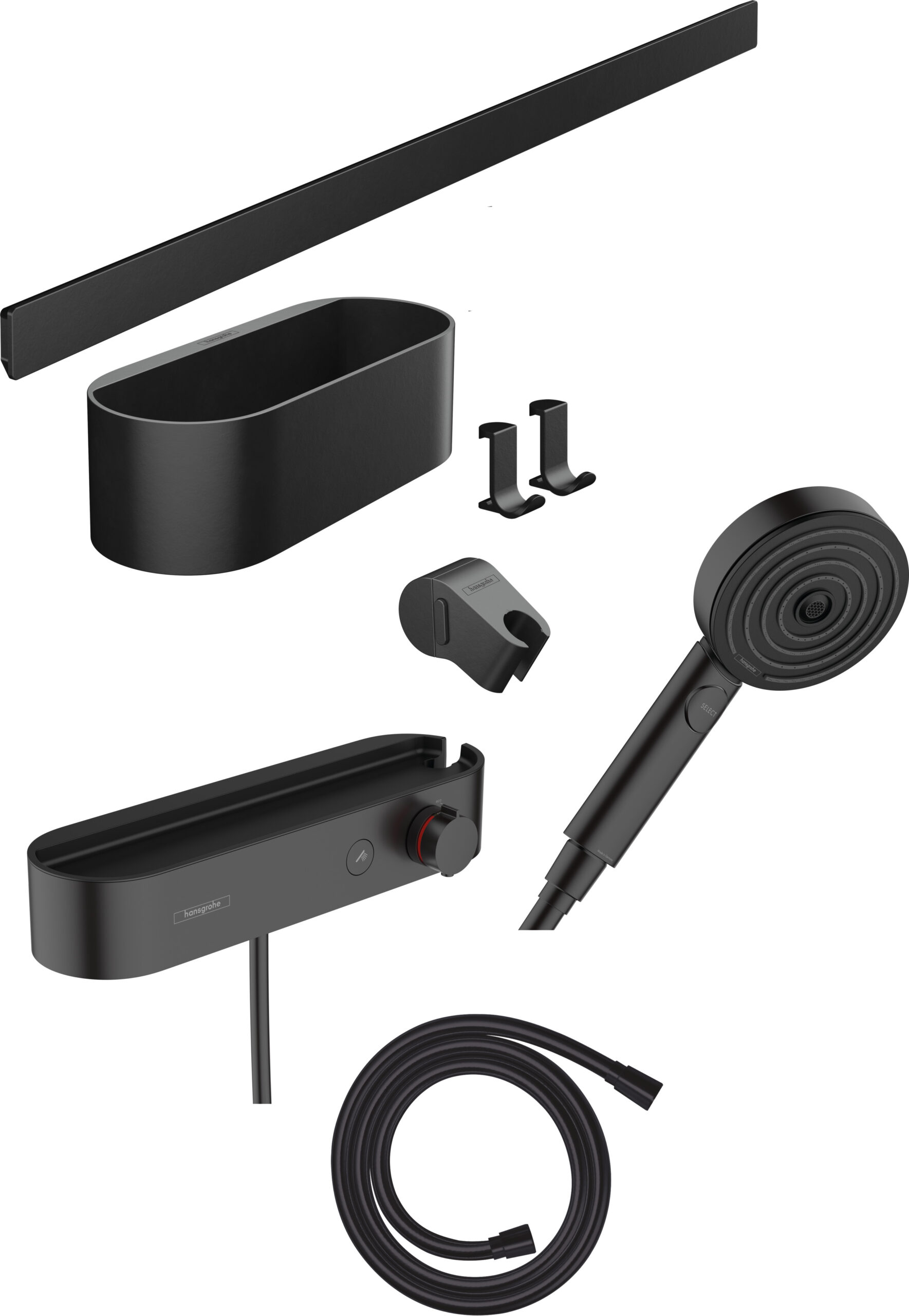 Bundle hand shower 105 3jet Activation EcoSmart, thermostat, wall bar 70 cm and storage set