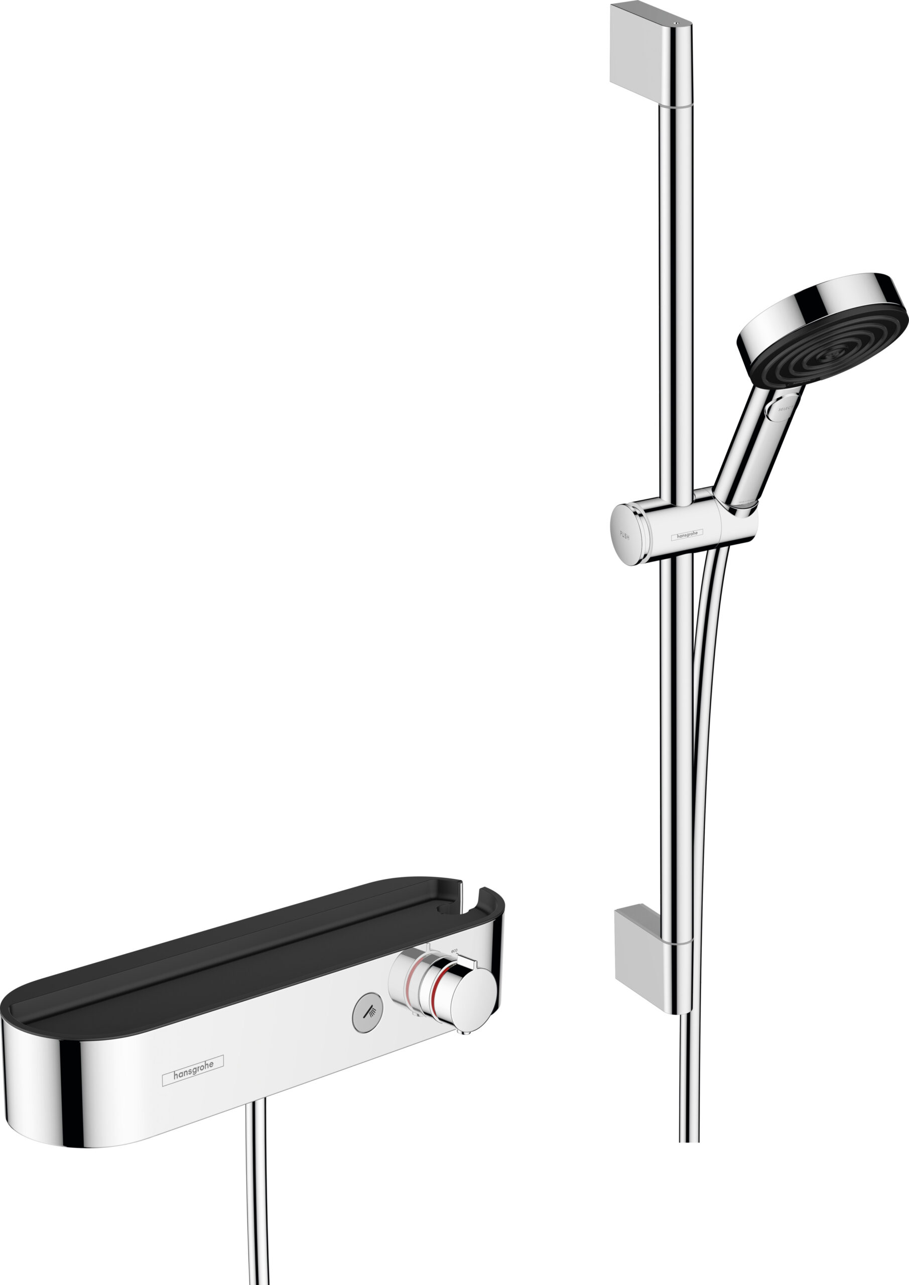 Shower system 105 3jet Relaxation with hand shower, thermostat, shower bar 65 cm, slider and shower hose