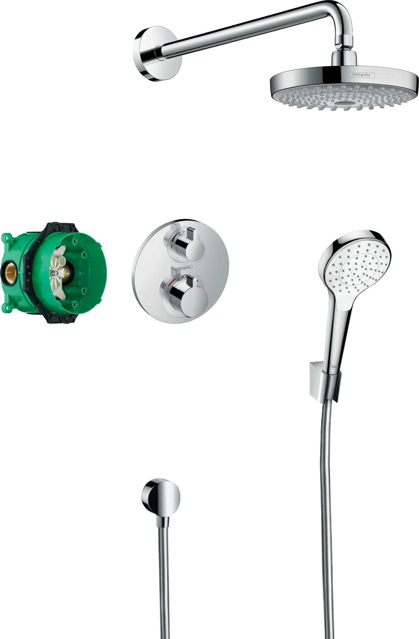 Design shower set for concealed installation 180 2jet with Ecostat S thermostat