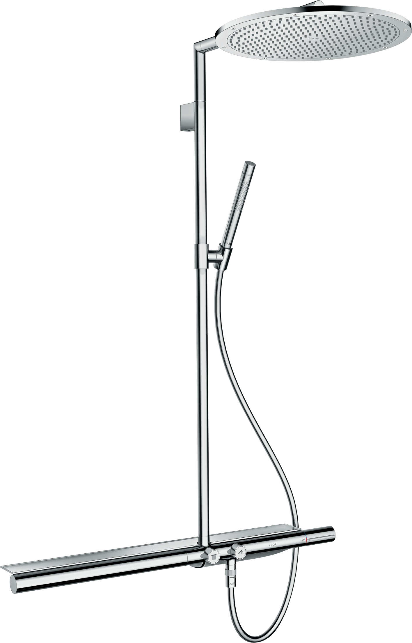 Showerpipe with thermostat 800 and overhead shower 350 1jet