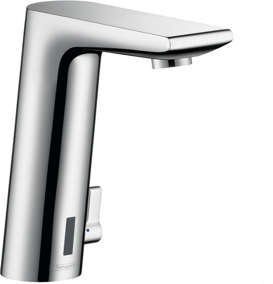 Electronic basin mixer with temperature control battery operation