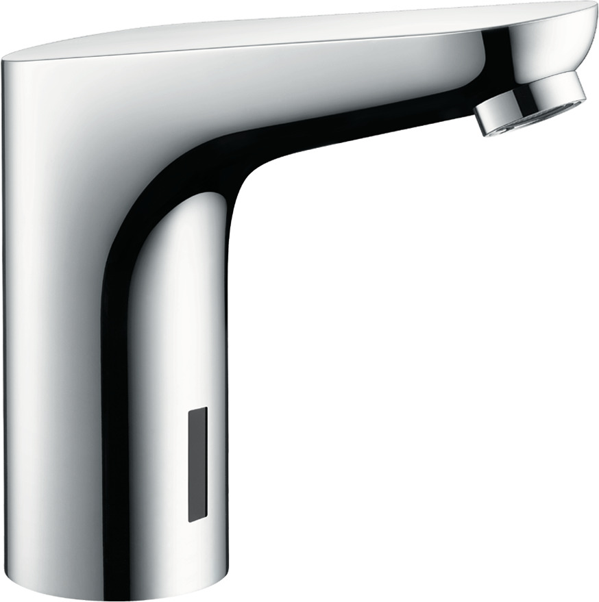 Electronic basin mixer with temperature pre-adjustment battery operation
