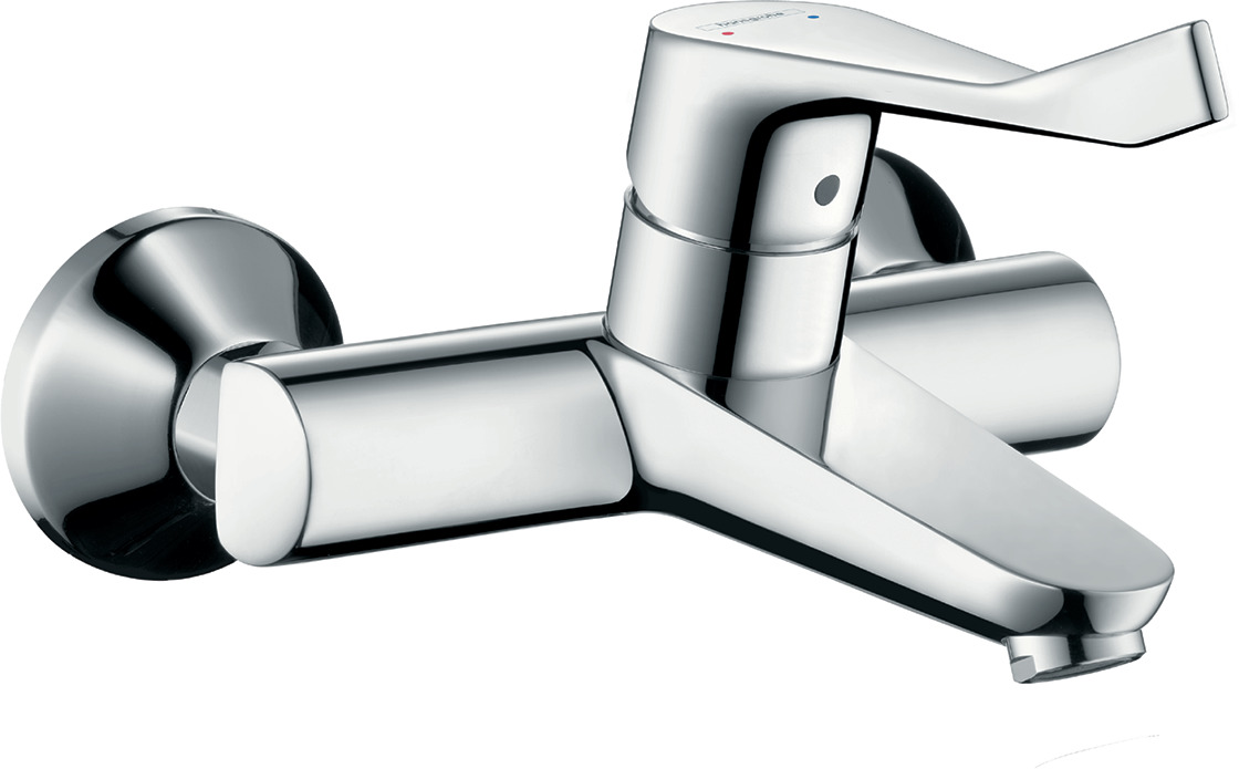 Single lever basin mixer for exposed installation with extra long handle 12,1 cm