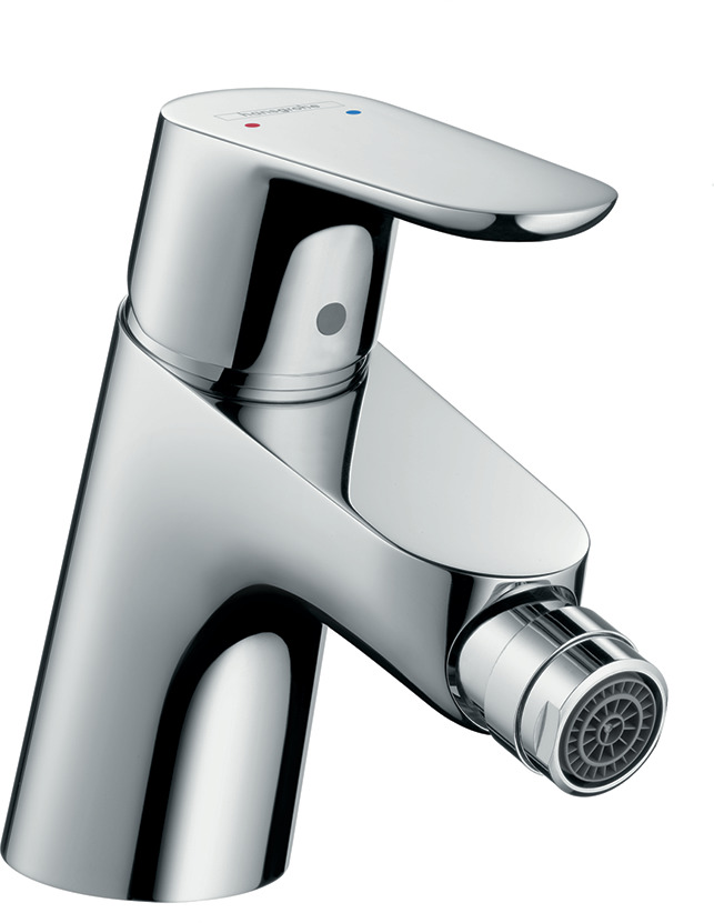Single lever bidet mixer with push-open waste set