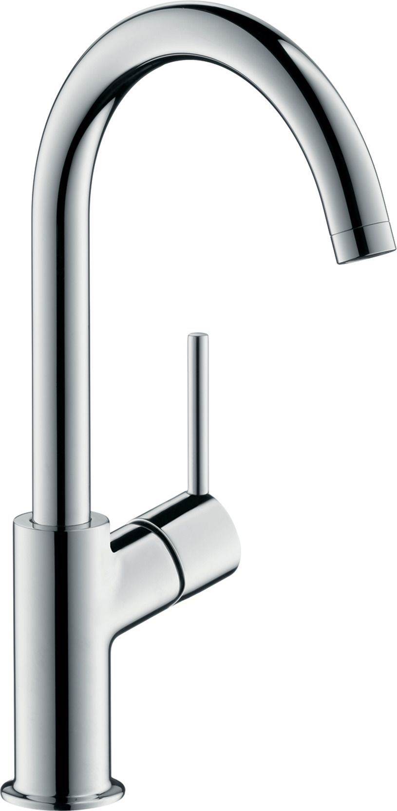 Single lever basin mixer 210 with swivel spout and push-open waste set