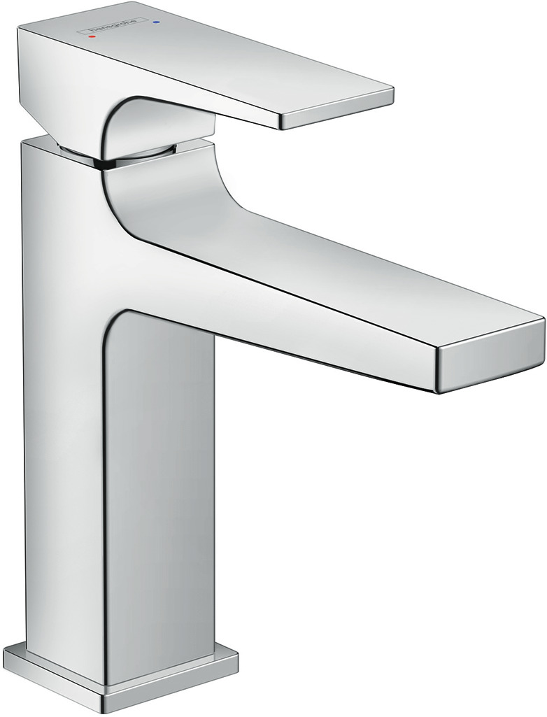Single lever basin mixer 110 with lever handle and pop-up waste set