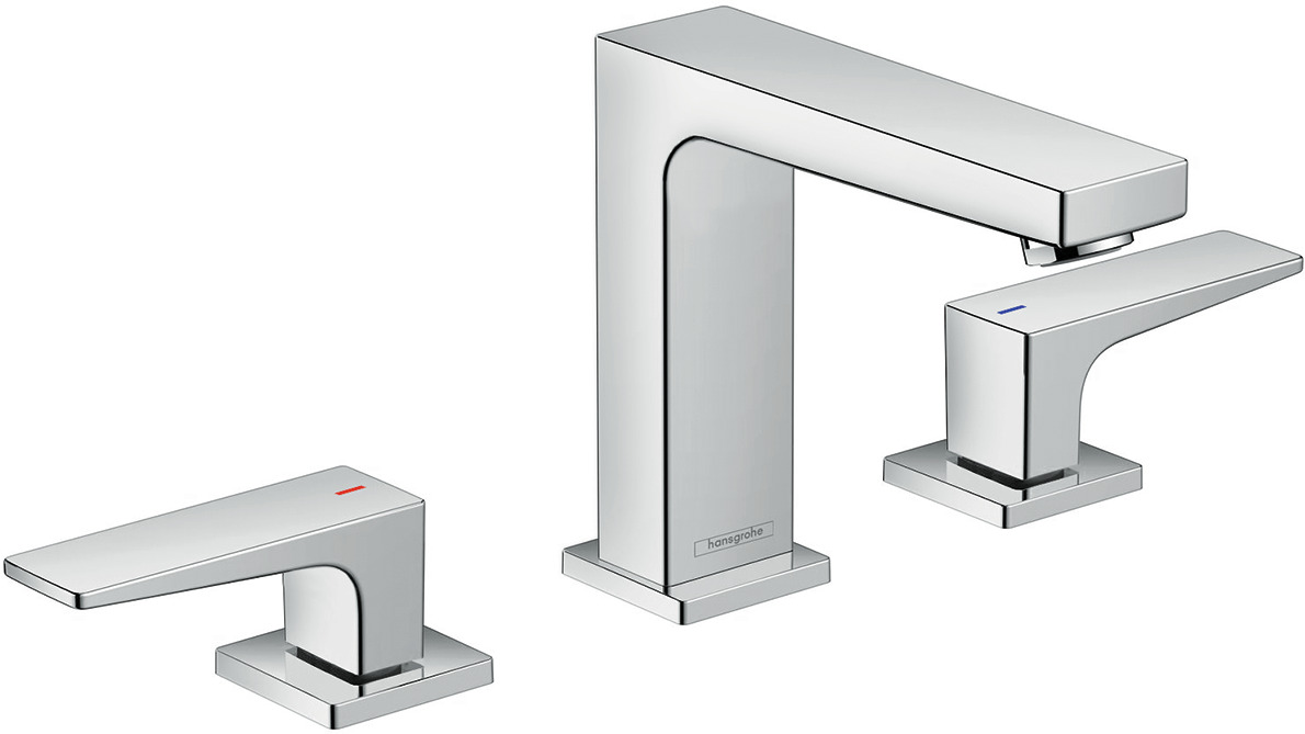 3-hole basin mixer 110 with lever handles and push-open waste set