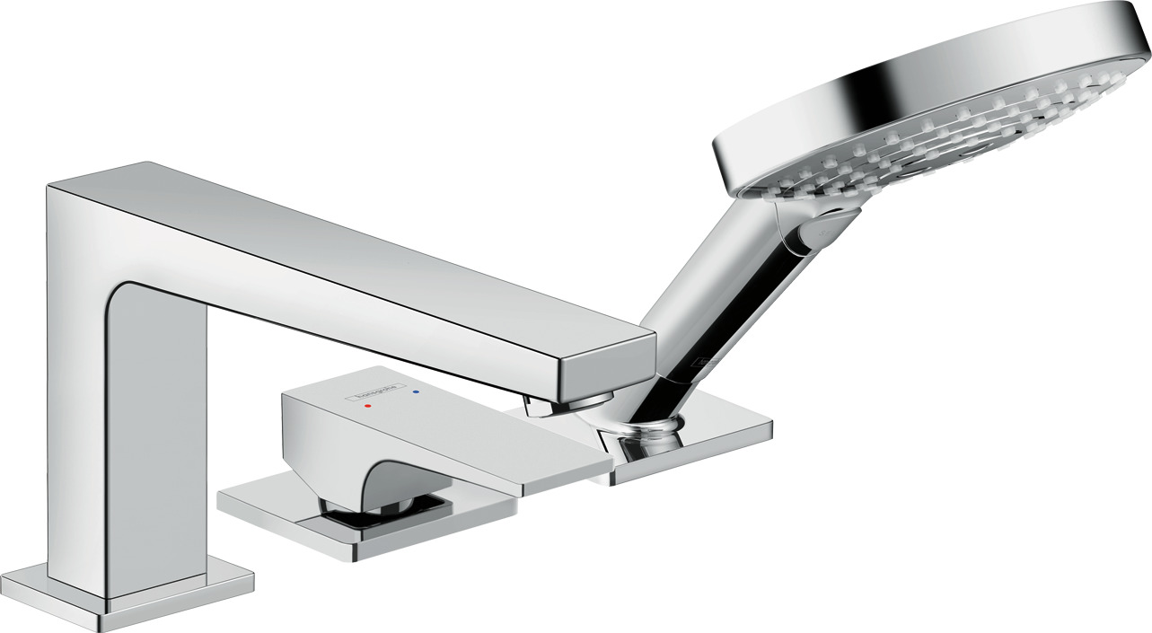 3-hole rim mounted single lever bath mixer with lever handle for Secuflex