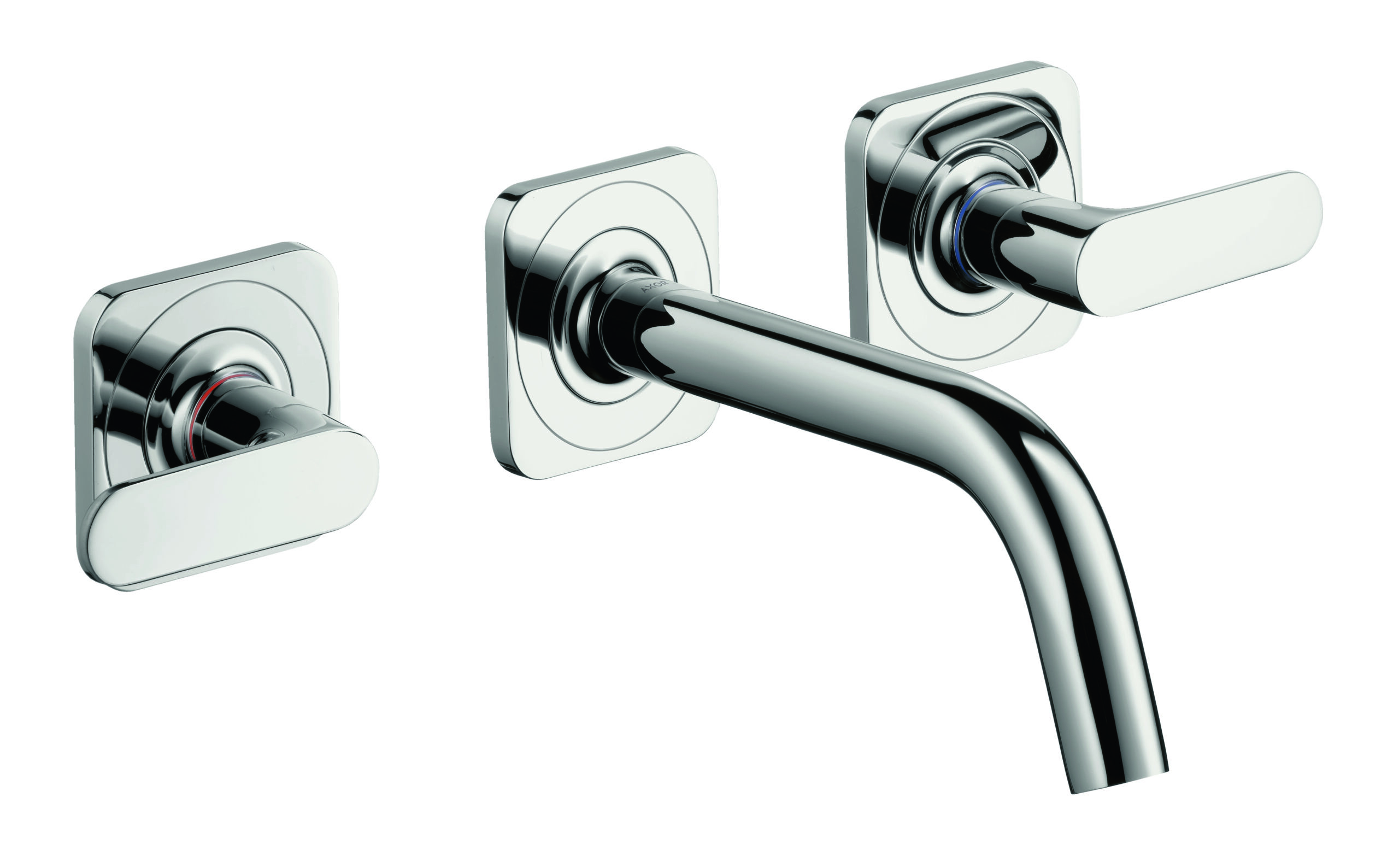 3-hole basin mixer for concealed installation wall-mounted with spout 226 mm, lever handles and escutcheons